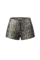 Double A Jason leather shorts in snakeprint with a fitted waistband and stylish design, perfect for casual and trendy outfits.
