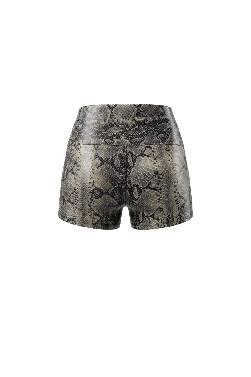 Double A Jason Leather Shorts in snakeprint featuring a stylish leather design and a trendy short length.