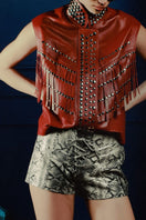 Double A Jason leather shorts in snake print, showcasing their textured leather fabric and stylish fit.