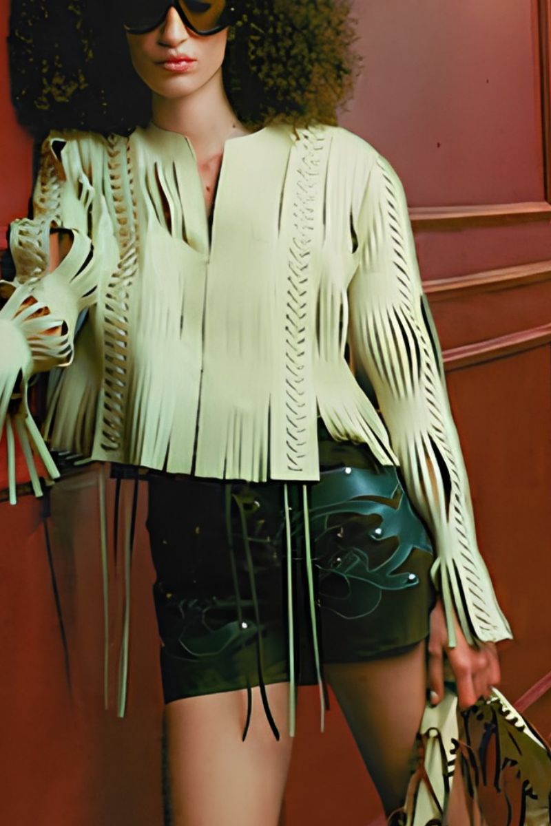 Double A Jason suede laser-cut shorts in olive, featuring intricate cut-out details and a stylish casual fit.