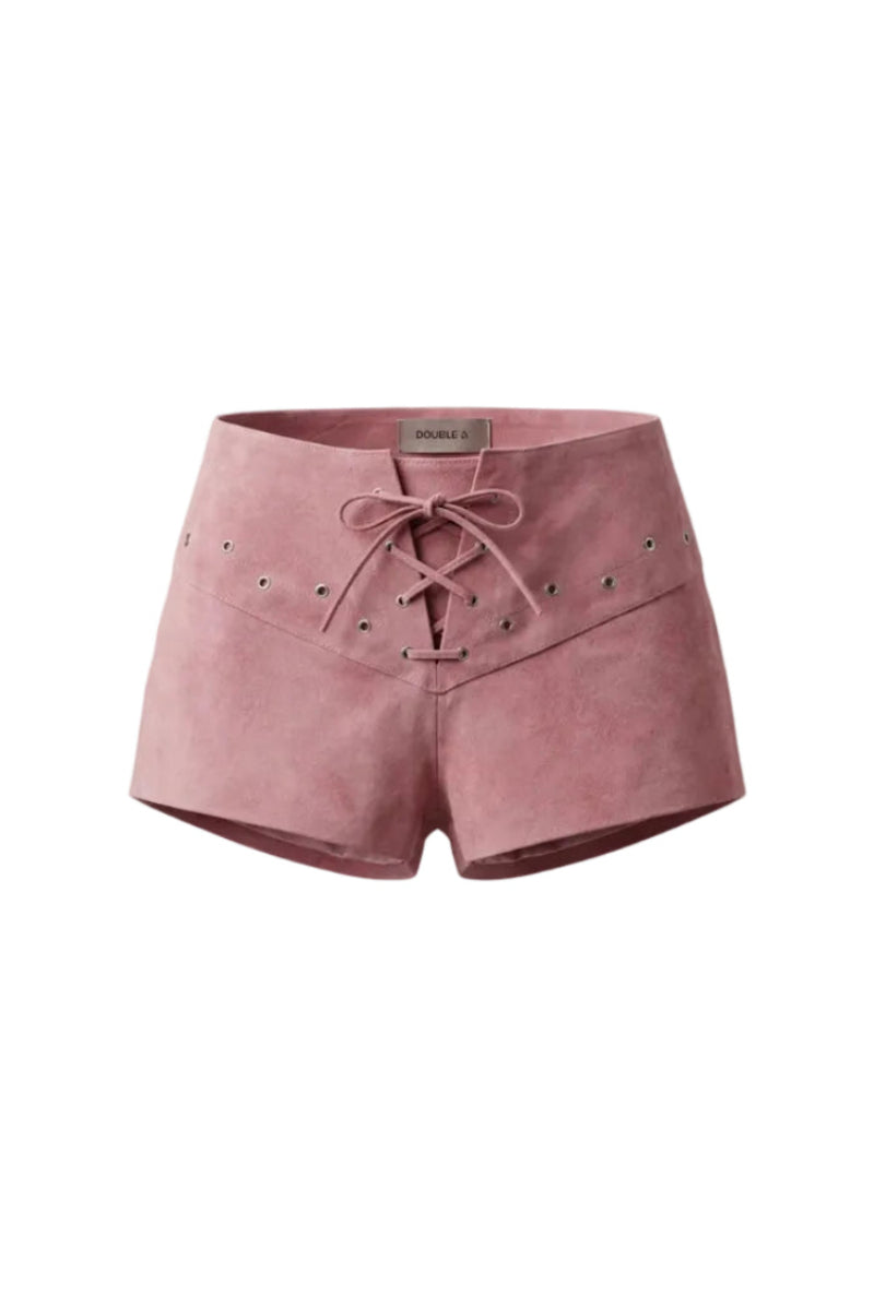 Double A Jason suede pink shorts featuring a stylish fit and soft suede fabric, perfect for casual summer wear.