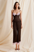 Scarlett Gasque Jayne camisole top in chocolate plum color, paired with matching pants, casual elegant women's clothing.