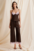 Scarlett Gasque Jayne camisole top in chocolate plum color, shown with matching Jayne pants in the set.