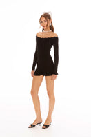 Black Jenna dress by Nana Jacqueline, stylish mini dress with a fitted silhouette and elegant design, shown on a model.