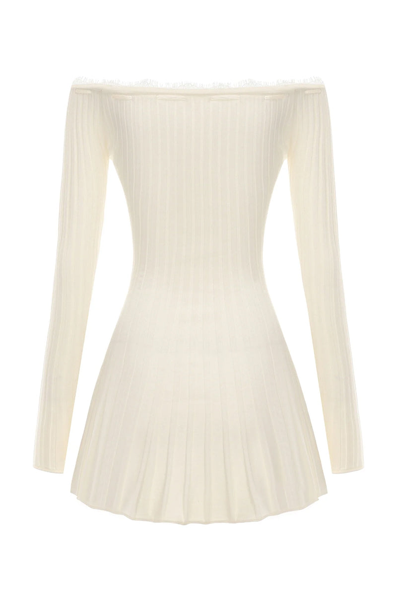 Back view of Nana Jacqueline Jenna white mini dress, stylish sleeveless dress with a fitted silhouette and elegant design.