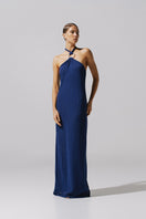 Baobab Jericó Maxi Dress in vibrant lapis blue, flowing maxi style with elegant details and comfortable fit.