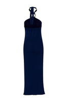 Baobab Jericó Maxi Dress in lapis blue fabric, flowing design, sleeveless style, perfect for casual or summer wear.