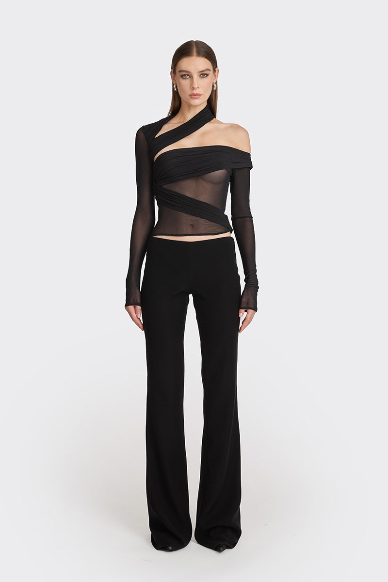 JERSEY BLACK WRAP TOP - CULT MIA