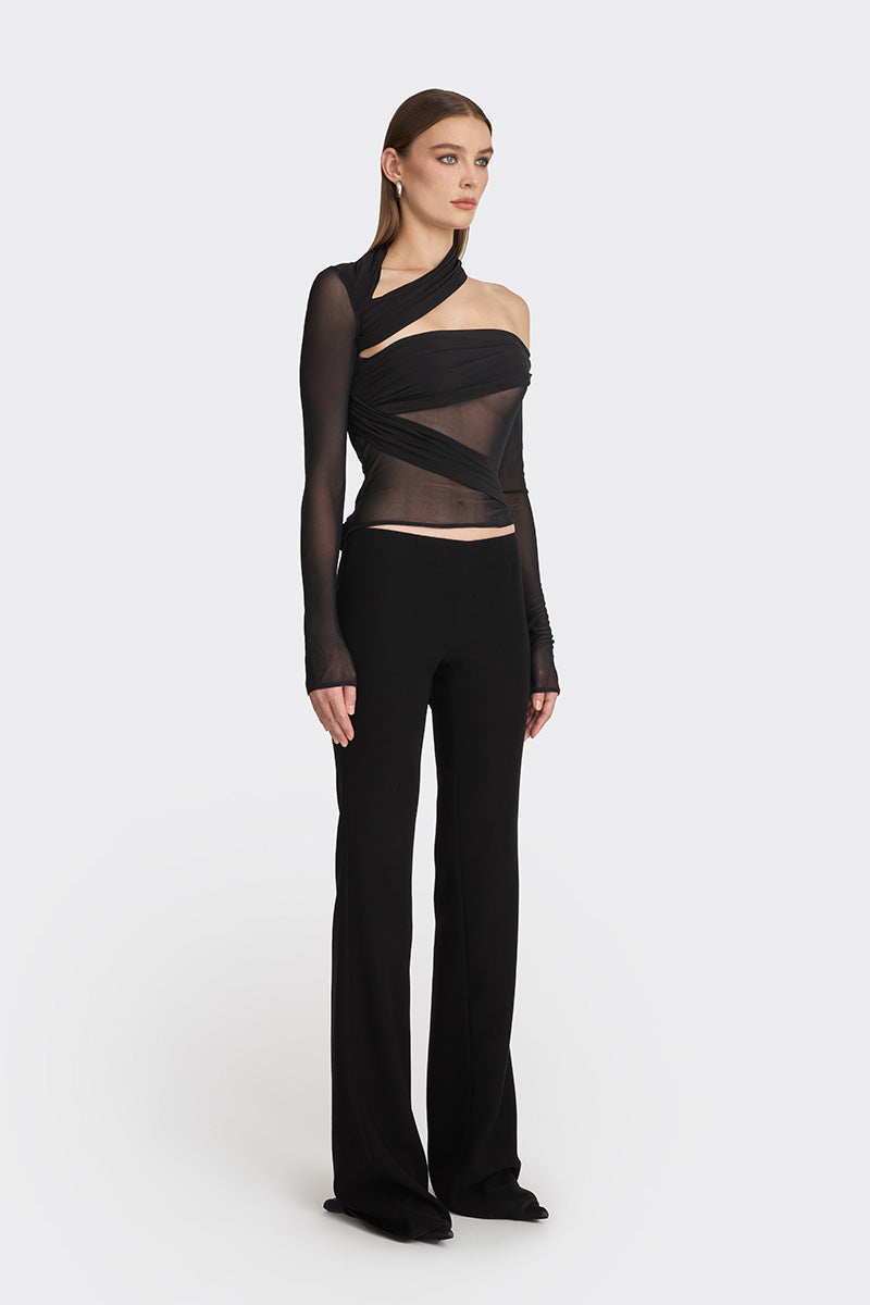 JERSEY BLACK WRAP TOP - CULT MIA