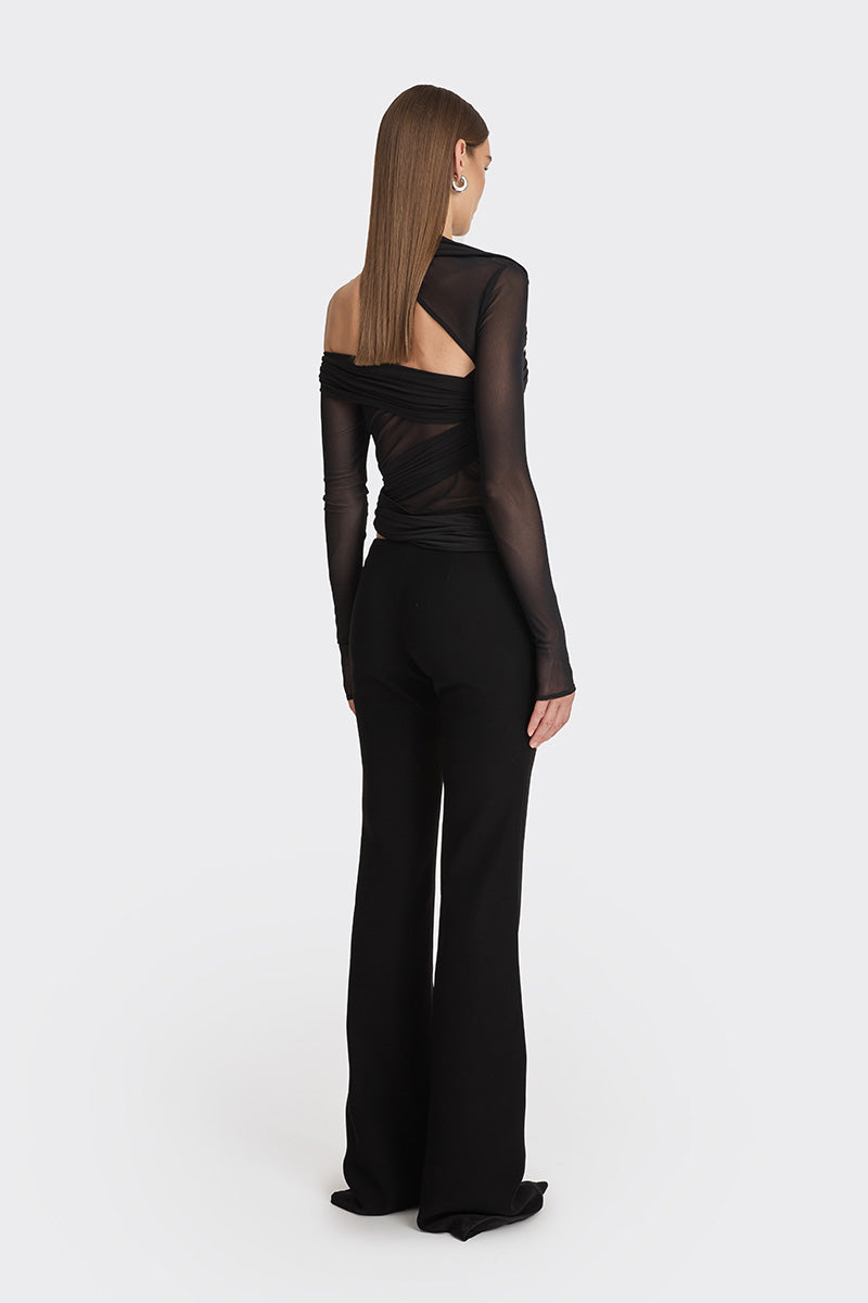 JERSEY BLACK WRAP TOP - CULT MIA