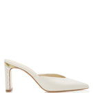 Ivory leather block heel shoes by Freya Rose with pearl embellishments, stylish and elegant for formal occasions.