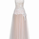 White Angelica gown by Joséphine, elegant long dress with flowing fabric and delicate design perfect for formal occasions.