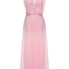 Pink Valencia maxi dress by JOSÉPHINE, flowing fabric and sleeveless design, shown on a model.