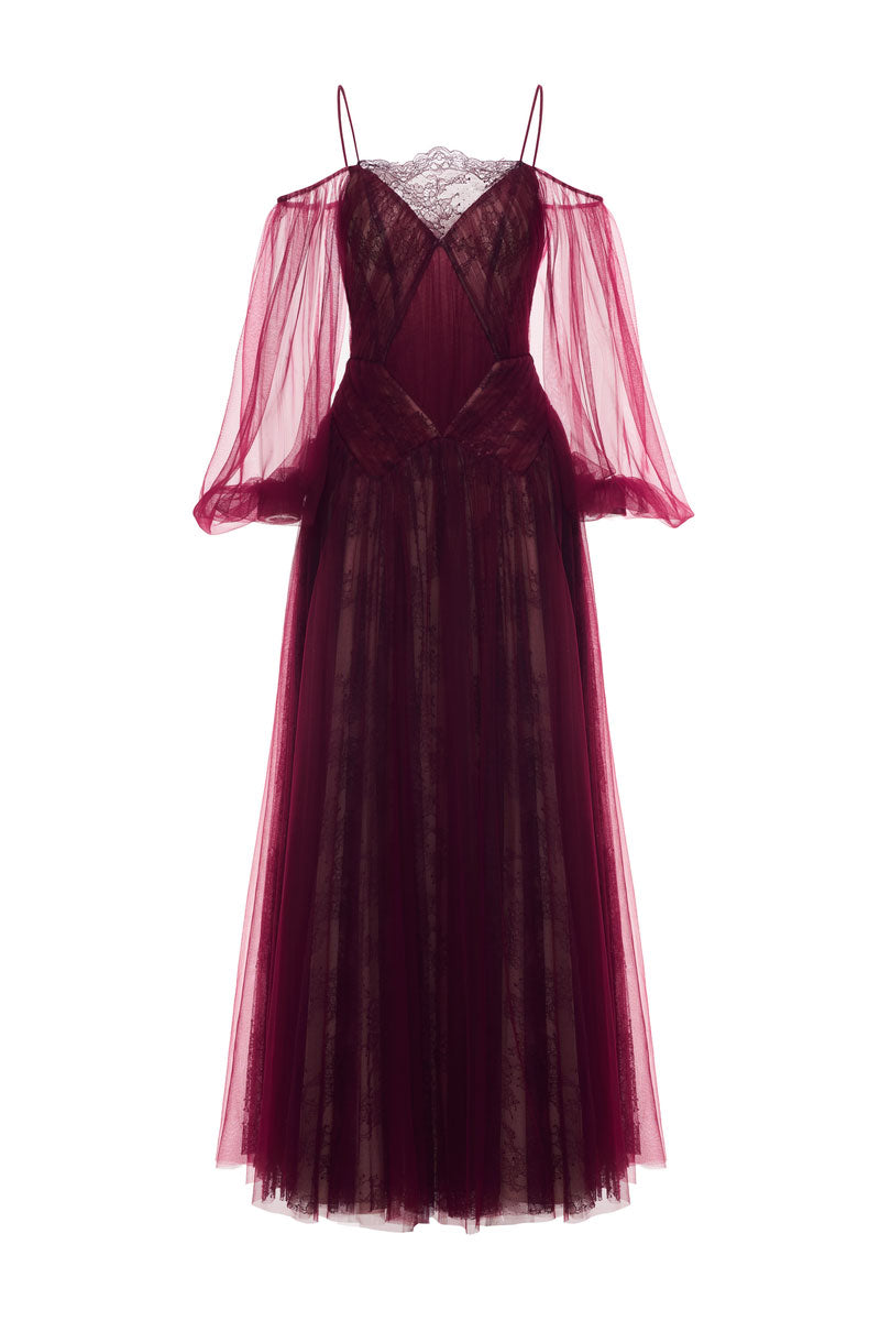 ROSALIE DRESS IN BURGUNDY