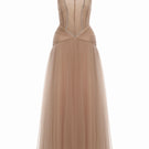Elegant white tulle gown by Joséphine called Deliah Dress in Tulle, featuring flowing fabric and intricate detailing.