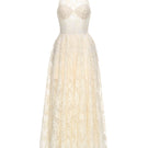 Cream Cynthia gown by Joséphine, elegant long dress with flowing fabric and detailed design, suitable for formal occasions.