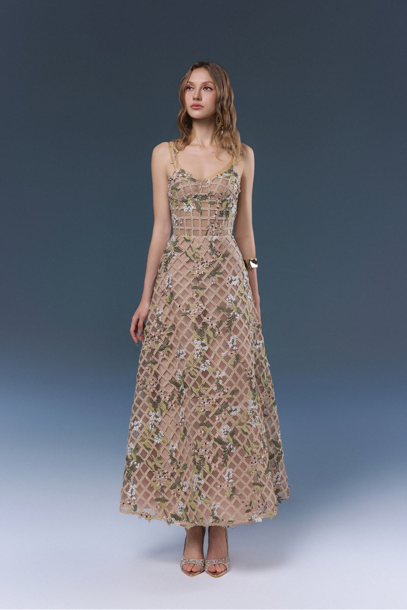 ELSIE DRESS IN BEIGE