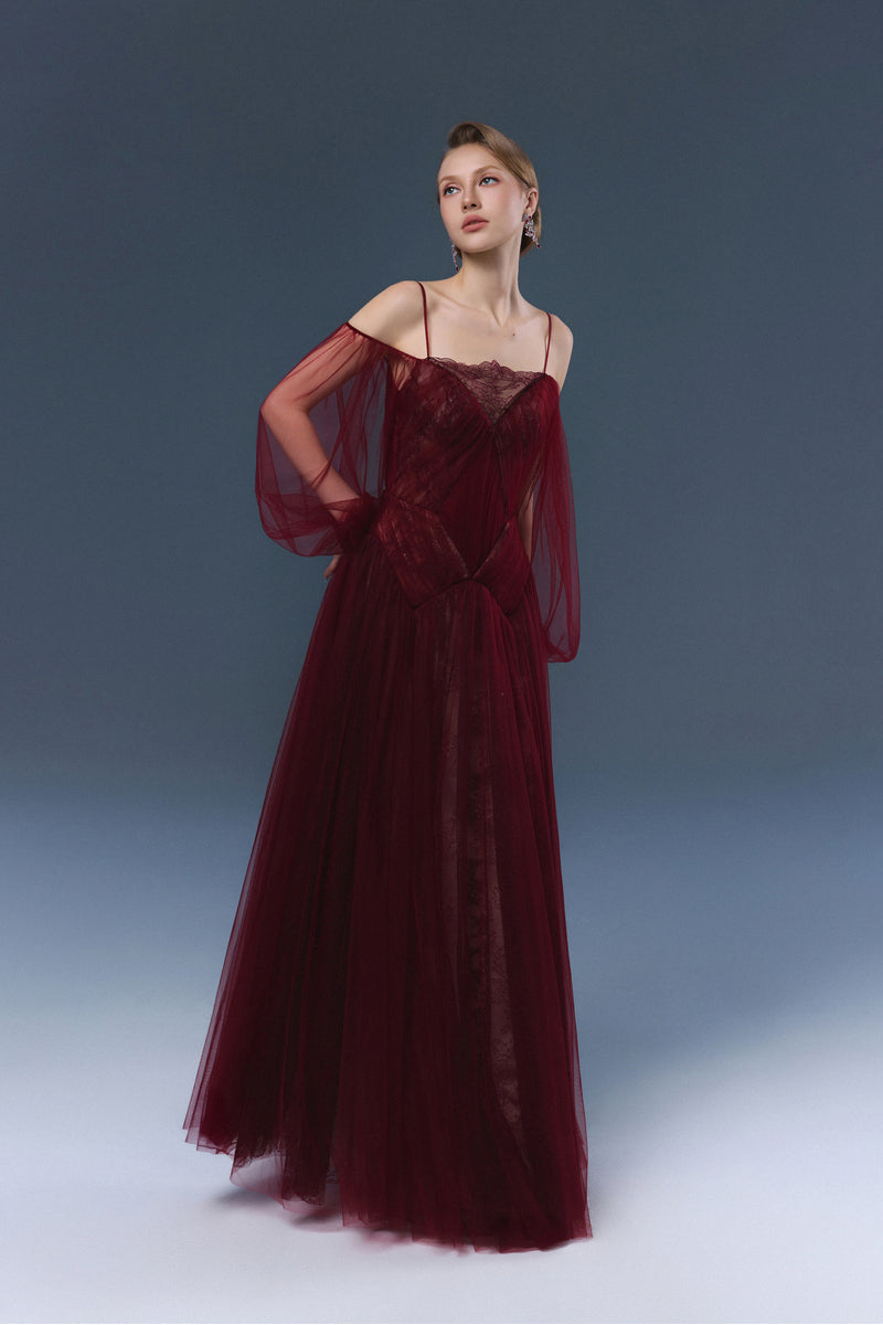 ROSALIE DRESS IN BURGUNDY