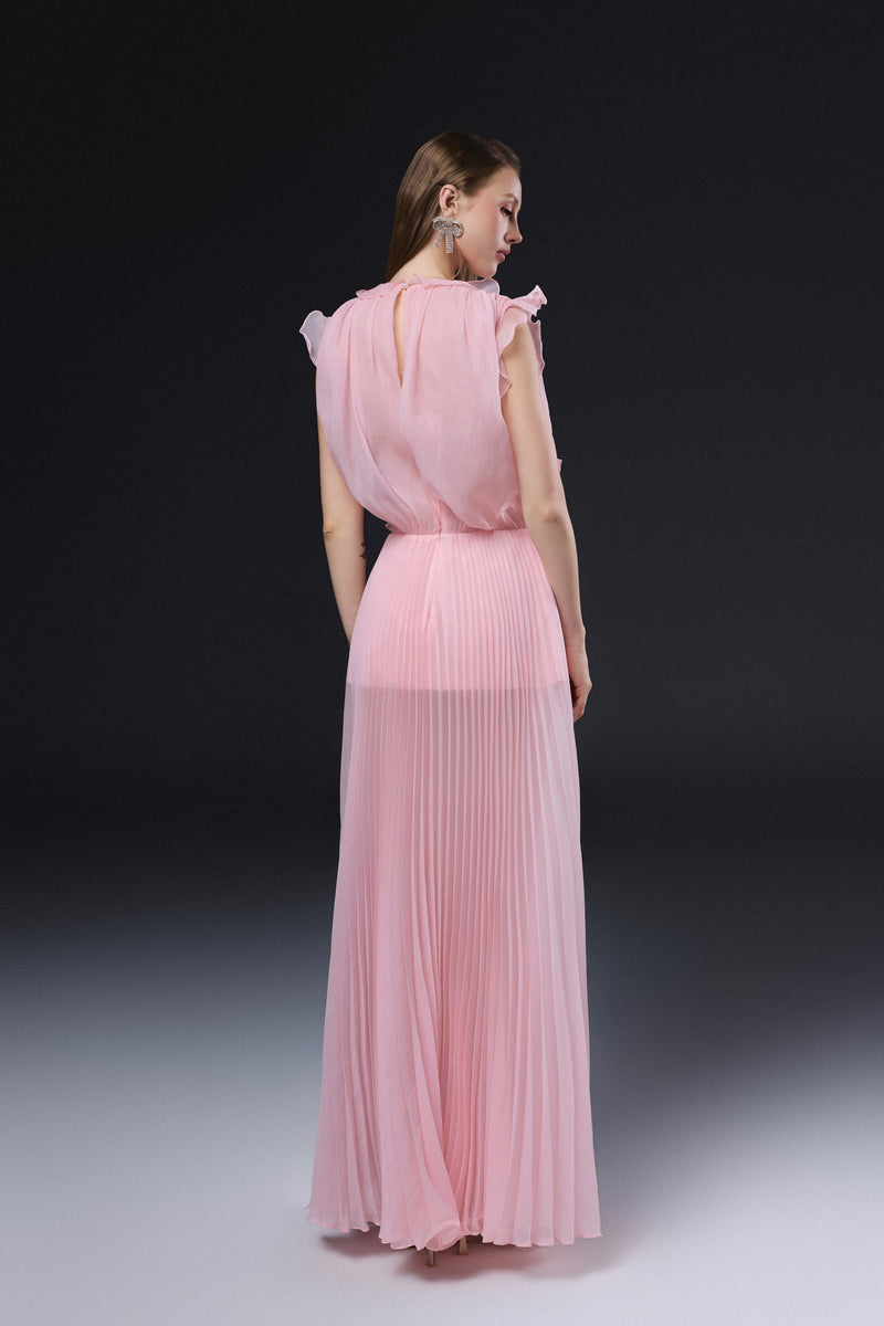 Pink Valencia maxi dress by JOSÉPHINE featuring flowing fabric and elegant design, perfect for summer or special occasions.