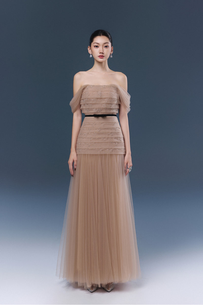 ABIGAL DRESS IN BEIGE