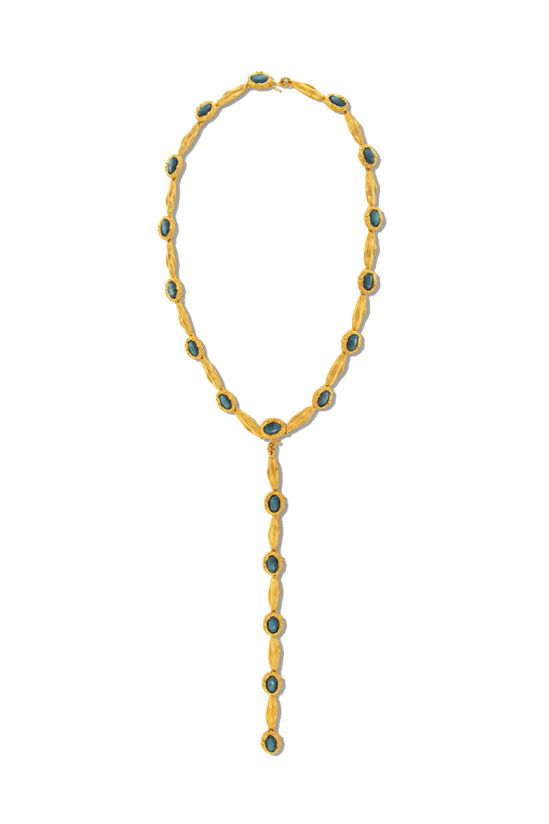 Jude Benhalim Poise Necklace featuring a delicate chain with a stylish pendant, displayed against a neutral background.