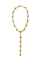 Jude Benhalim Poise Necklace featuring a delicate chain with a stylish pendant, displayed against a neutral background.