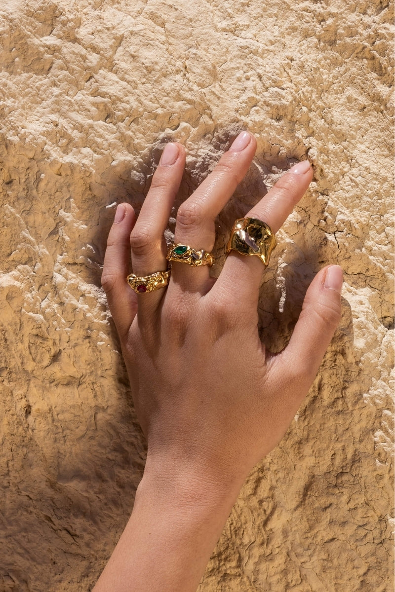 LAVANI JEWELS Judy Green Ring featuring a vibrant green gemstone set in a stylish silver ring for women.