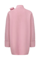 Nana Jacqueline Juliette cocoon coat in pink, front view showing oversized fit and cozy fabric, perfect for stylish winter wear.