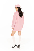 Nana Jacqueline Juliette cocoon coat in pink, shown on model with oversized fit and cozy design, perfect for stylish winter wear.