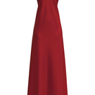 Red Luna maxi dress by Maccapani, flowing fabric with a stylish design, shown on a model in a full-length shot.