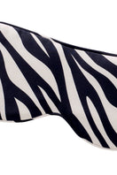 Silk eye mask with jungle zebra print by MANITO, featuring black and white zebra pattern for comfortable sleep or relaxation.