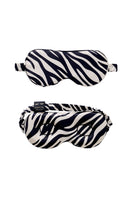 Manito jungle zebra print silk eye mask featuring black and white zebra pattern for comfortable sleep and elegant style.