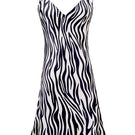Women's silk chemise with jungle zebra print by MANITO, featuring a smooth, flowing fabric and stylish zebra pattern.