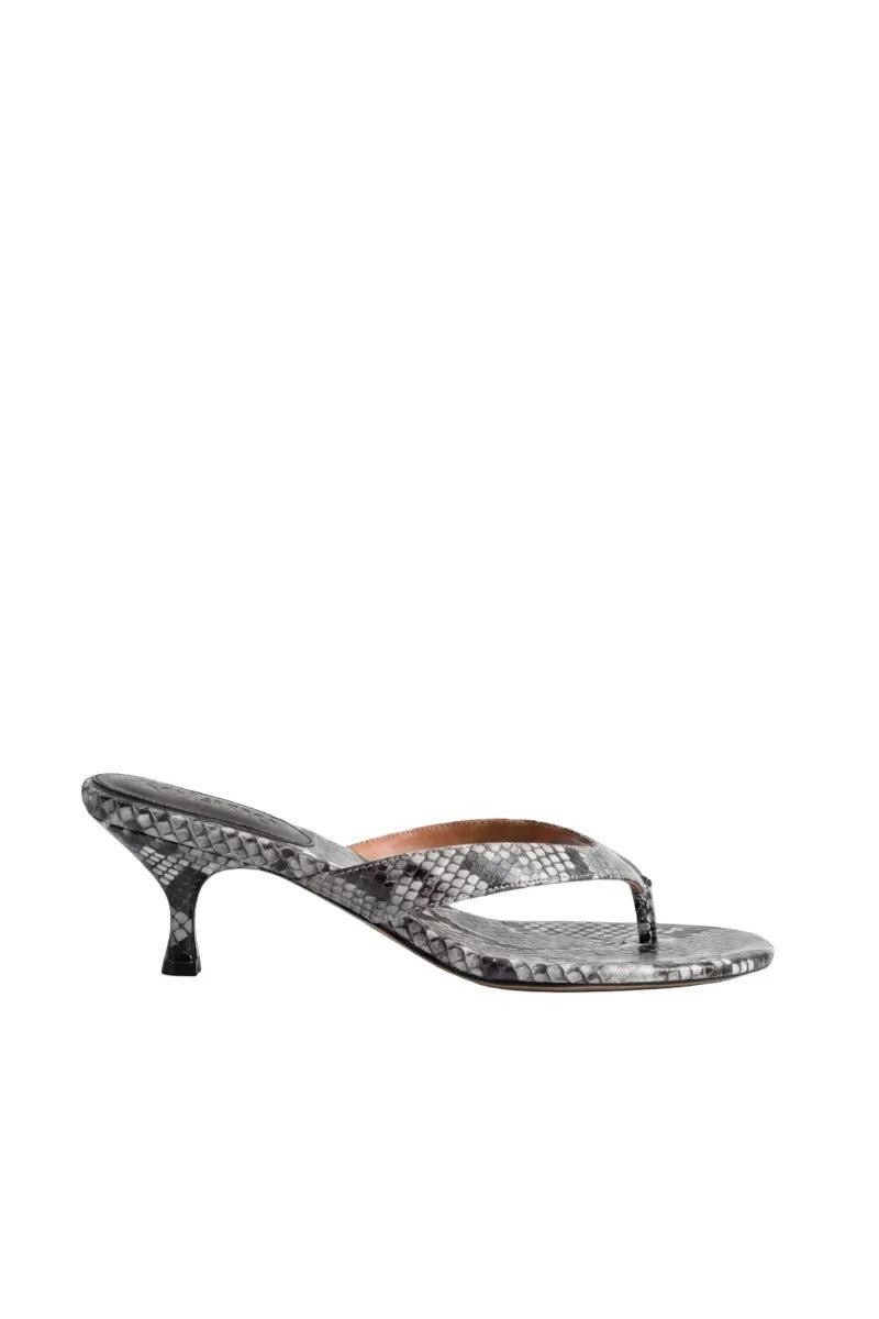 Kolane Annie Sandal 45 in grey python embossed leather, stylish open-toe sandals with ankle straps and textured finish.