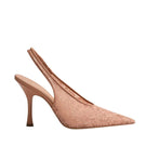 Kolane Camilla Sling 90 Lace blush heels with open toes and ankle straps, elegant women's footwear.