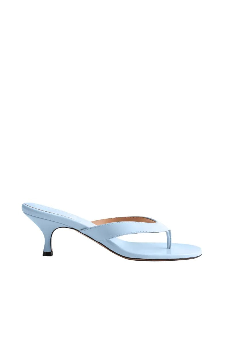 Kolane Annie Sandal in powder blue with strap details, featuring a comfortable flat sole and stylish design.