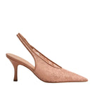 Kolane Dolly Sling 70 Blush Heels with lace detailing, elegant footwear for stylish occasions.