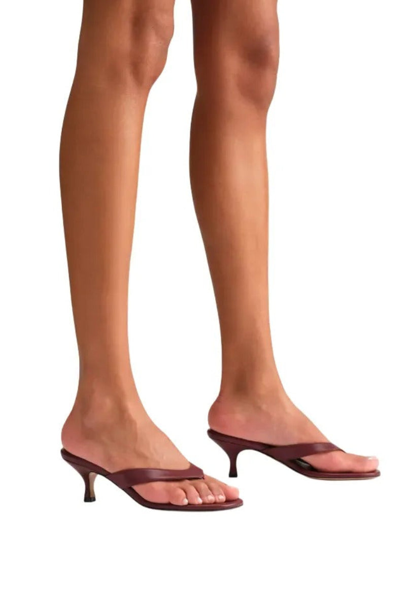 Kolane Annie Sandal 45 in Rosewood showing stylish open-toe design with leather straps and ankle buckle detail