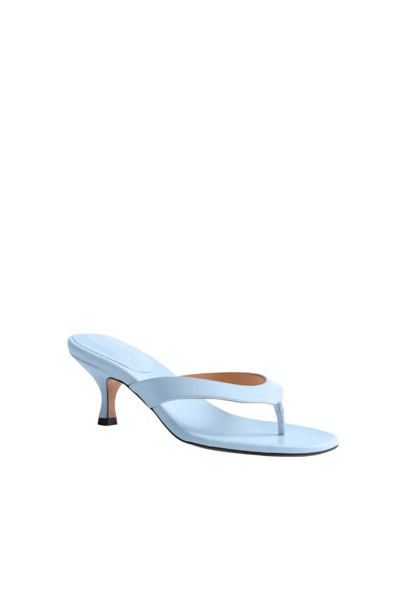 Powder blue Annie sandal by Kolane, stylish open-toe sandals with ankle straps and a comfortable flat heel.