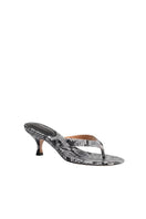 Kolane Annie Sandal 45 in grey python embossed leather, featuring stylish slide design and textured python pattern.