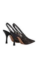 Black Kolane CAMILLA SLING 90 LACE heels with pointed toe and slender heel, stylish and elegant footwear for women.