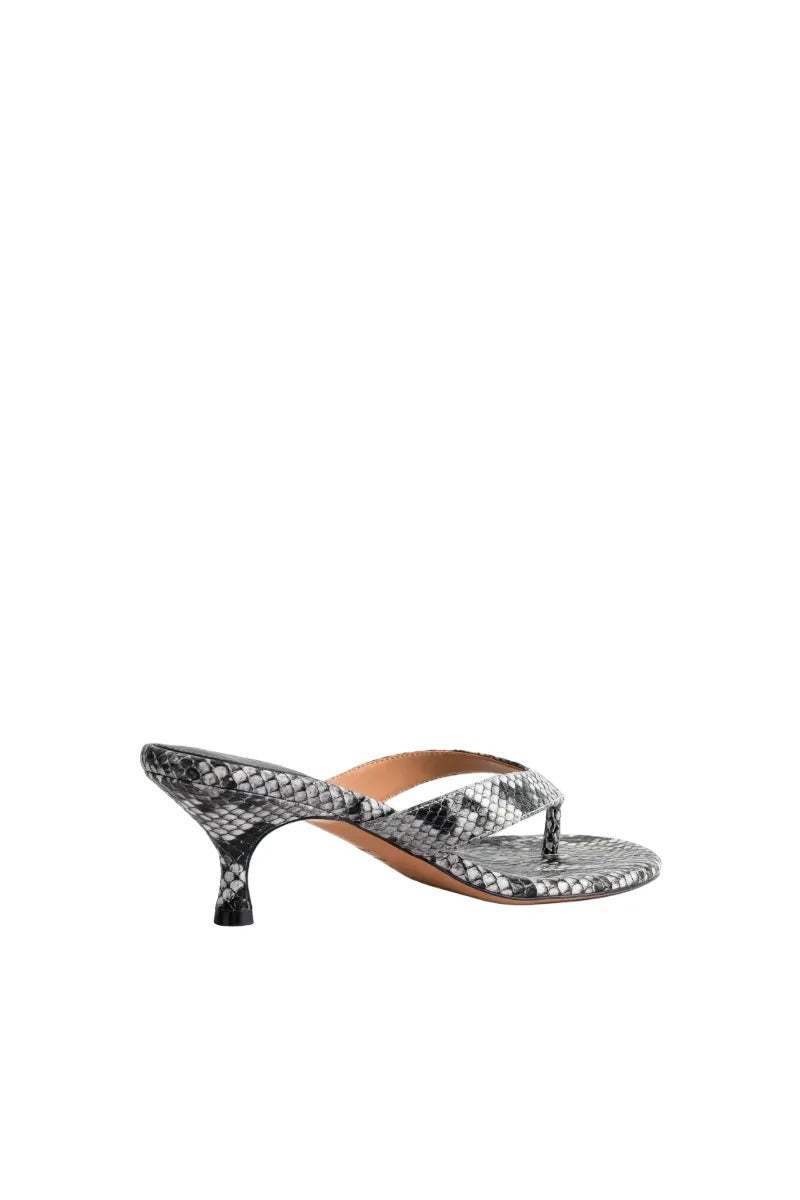 Kolane Annie Sandal 45 in grey python embossed leather, stylish open-toe sandal with ankle strap and textured finish.