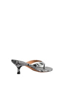 Kolane Annie Sandal 45 in grey python embossed leather with open toe design and ankle strap.