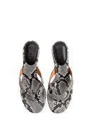 Kolane Annie Sandal 45 embossed grey python leather sandal with stylish strap design and textured finish.