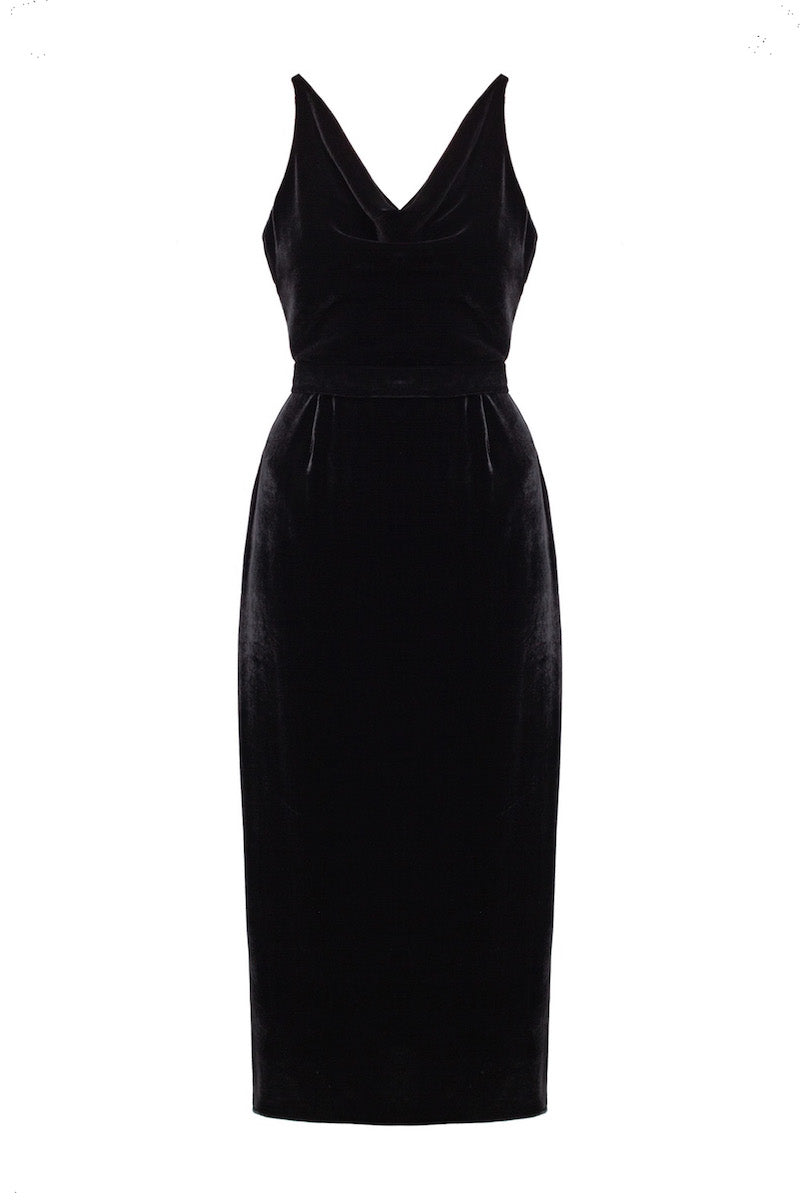 velvet black midi dress UNDRESS KALILA IN x-sibling-handle:sheer-overlay-maxi-skirt Women's Sullivan A-line Cut-Out while maintaining a refined Select Size:2XL-44