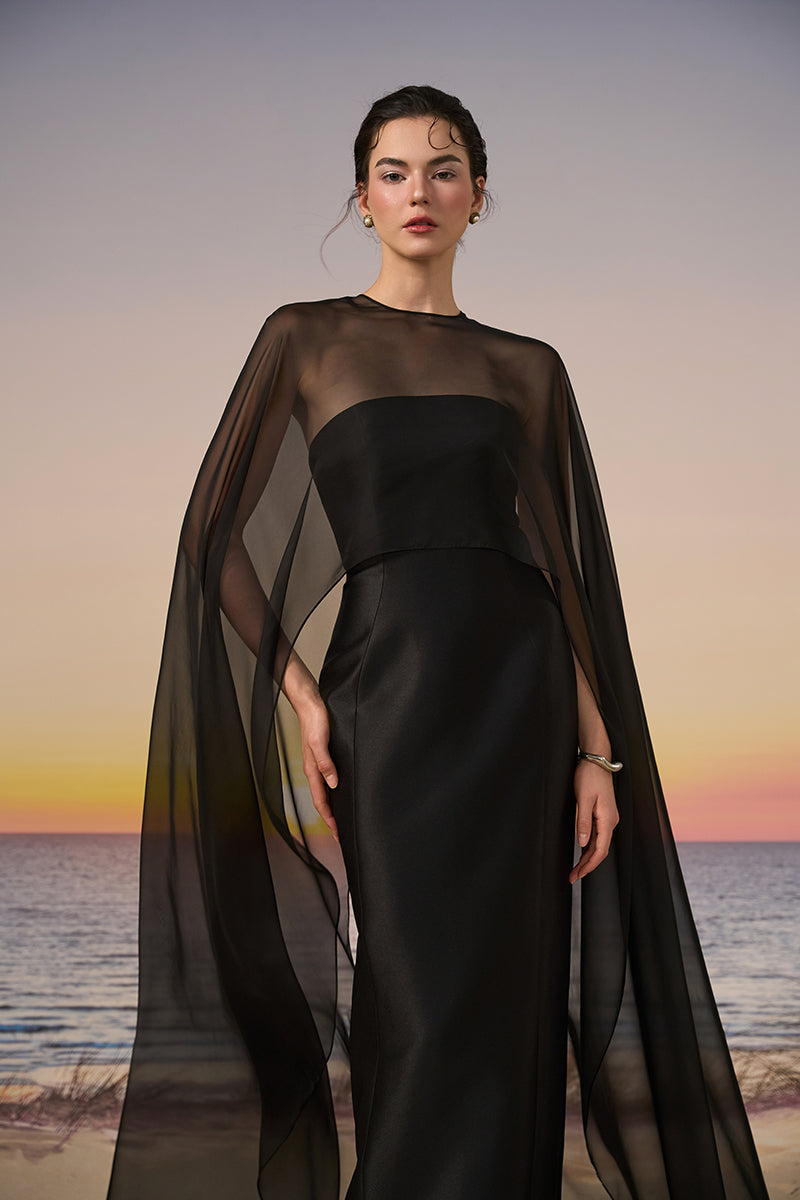 SIROCCO ROYAL TAFFETA AND SILK DRESS IN BLACK | CULT MIA | 21Six SIROCCO ROYAL TAFFETA AND SILK DRESS IN BLACK | CULT MIA | 21Six