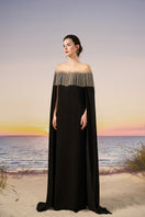 Black ZAHARA crepe gown by 21Six, showcasing elegant fabric and classic design, perfect for formal occasions.