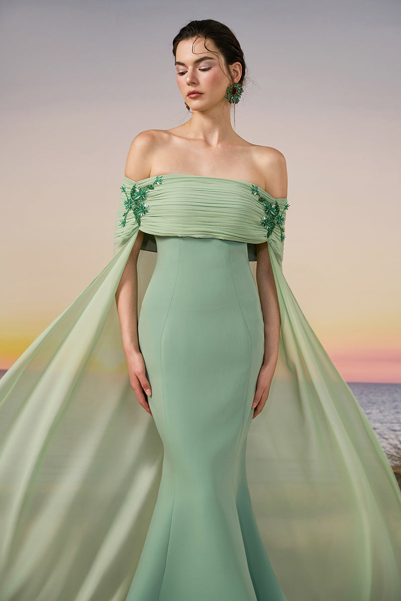 seafoam green chiffon dress Sea Foam Green Bridesmaid Dresses with Flounce Cap Sleeves