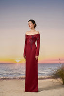 Red Soraya silk taffeta gown by 21Six, showcasing elegant fabric and classic design, perfect for formal occasions.