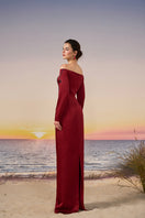 Red Soraya silk taffeta gown by 21Six, featuring elegant design with flowing fabric and sophisticated style.